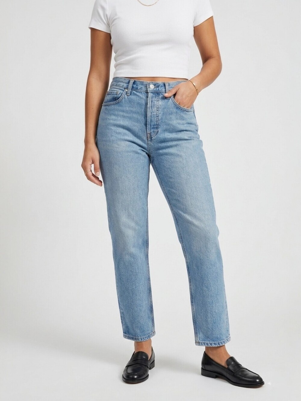 Everlane 90s Cheeky Straight Jeans High Rise Light Wash 28